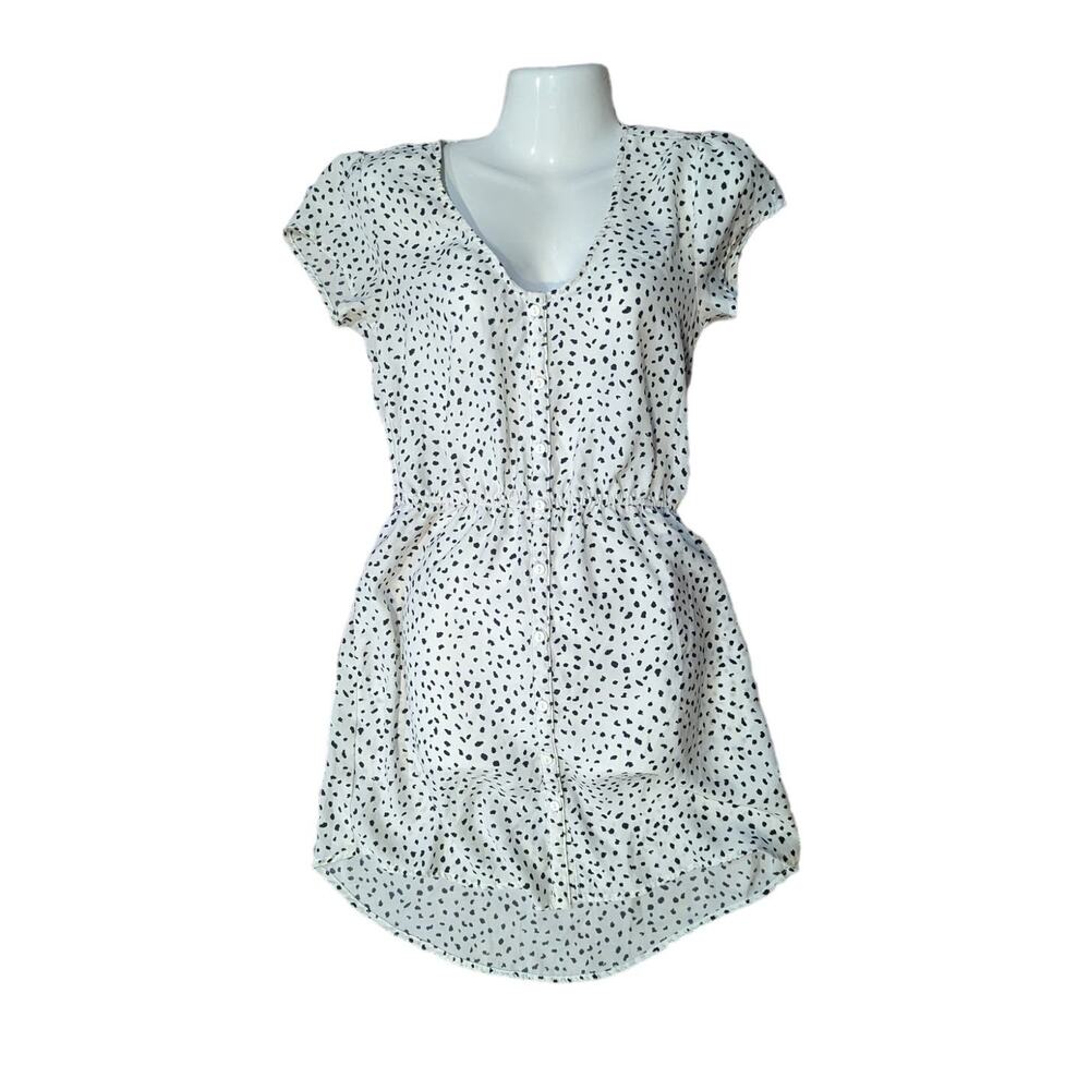 Kimchi Blue Black White Sabrina Button Front Short Sleeve Mini Dress Size S